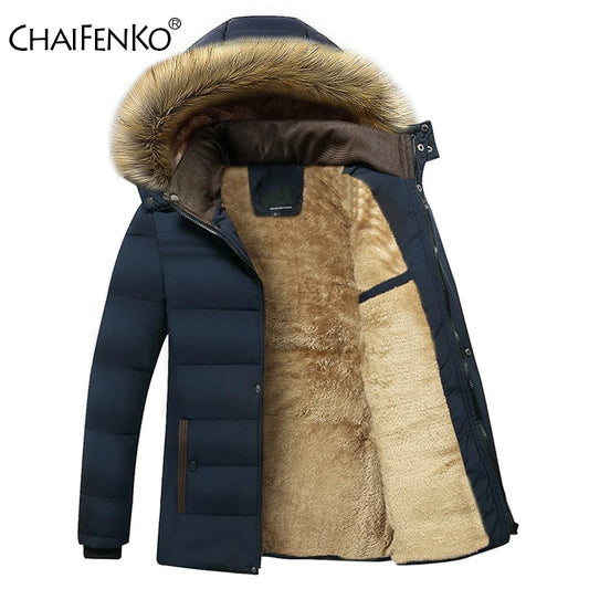 2023 Winter New Warm Thick Fleece Parkas Men Waterproof Hooded Fur Collar Parka Jacket Coat Men Autumn Fashion Casual Parkas Men