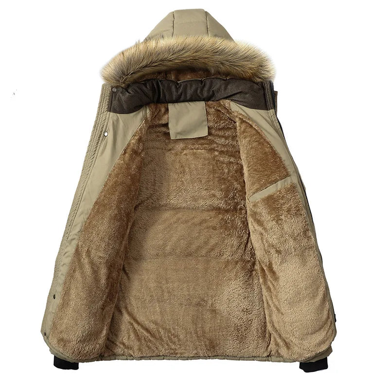 2023 Winter New Warm Thick Fleece Parkas Men Waterproof Hooded Fur Collar Parka Jacket Coat Men Autumn Fashion Casual Parkas Men