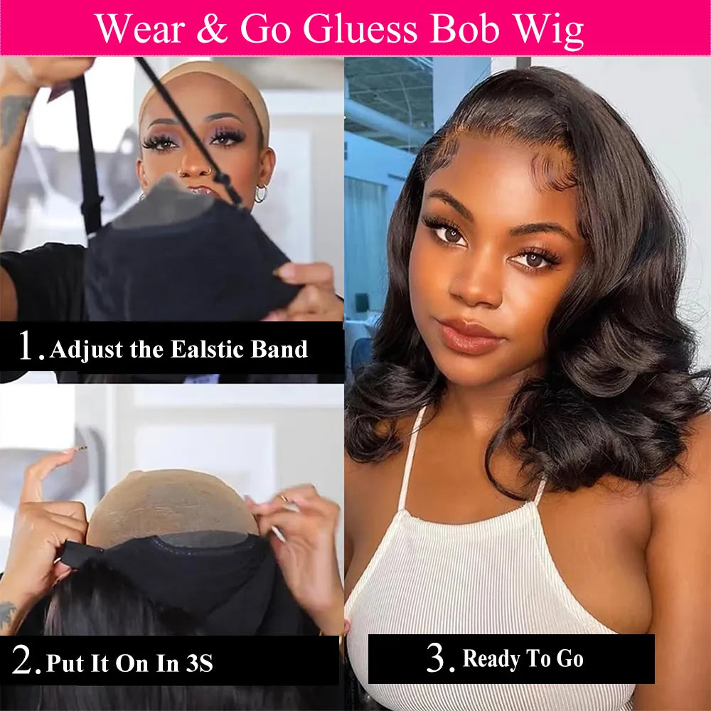 Body Wave Wear And Go Glueless Human Hair Wigs Bob Wigs For Women Ready To Go 4x4 Pre Cut Lace Closure Wig Human Hair
