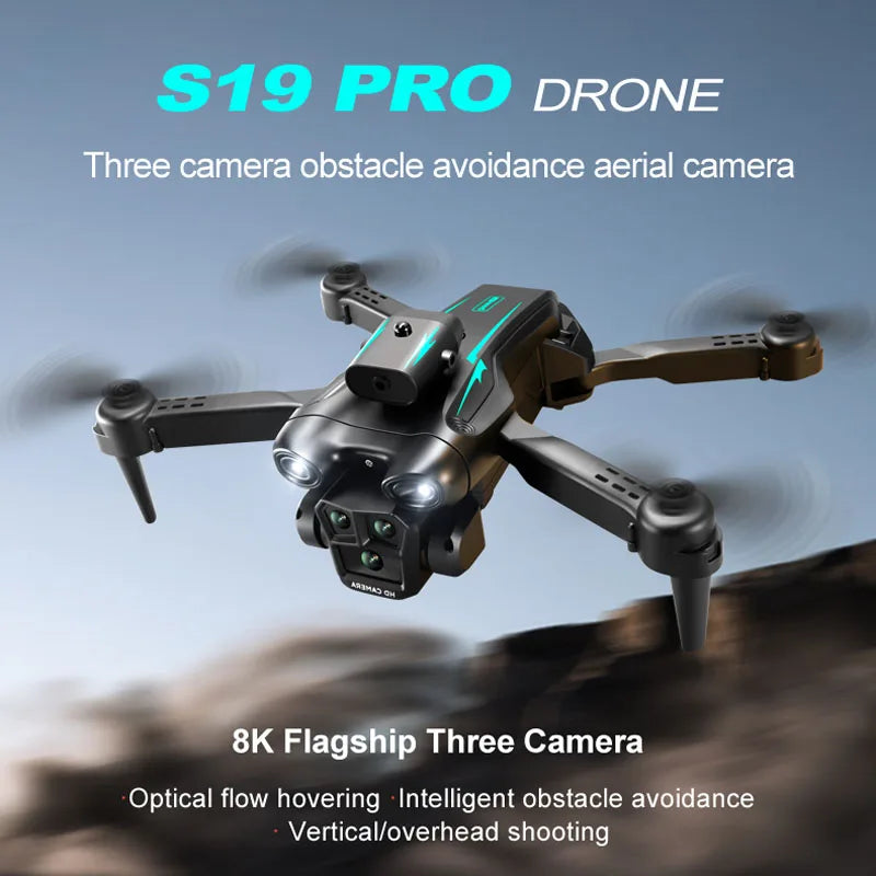S19 Drone Professional Drone 8k Dual Camera Optical Flow Electric Adjustment Obstacle Avoidance Aerial Photography Aircraft Dron